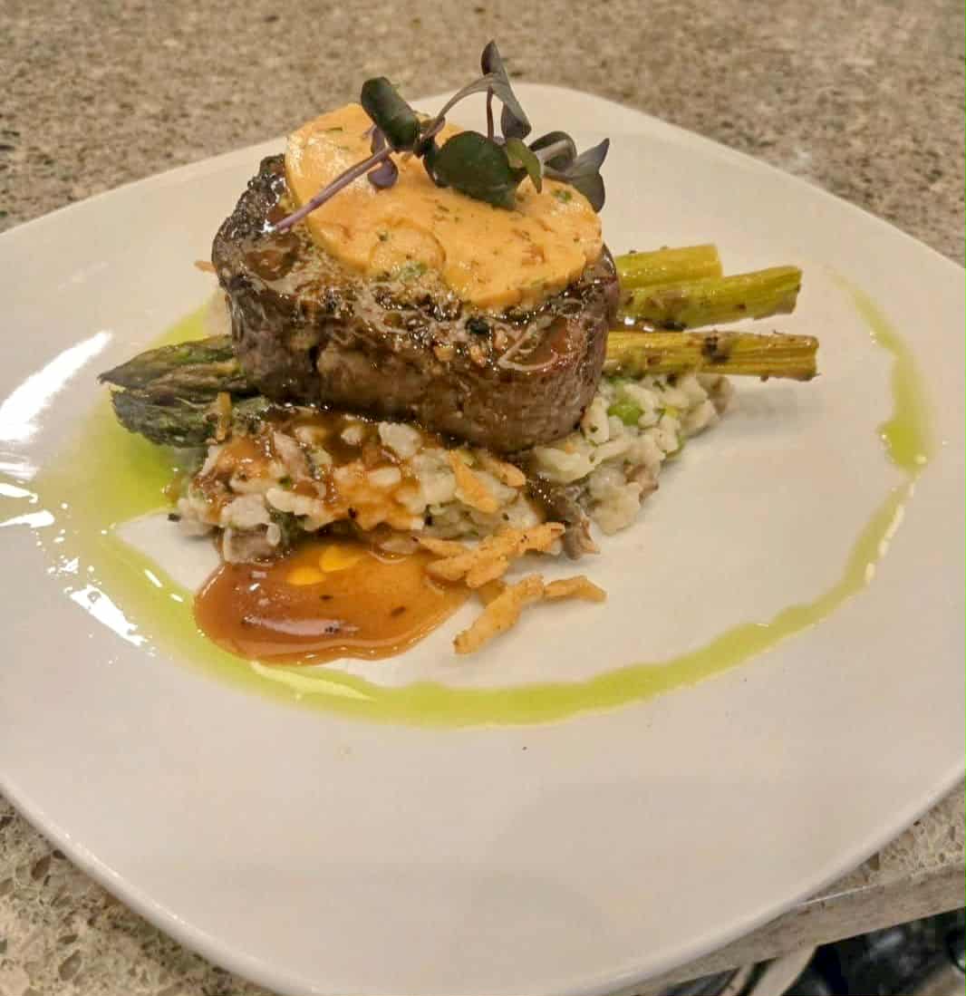 Filet with asparagus risotto